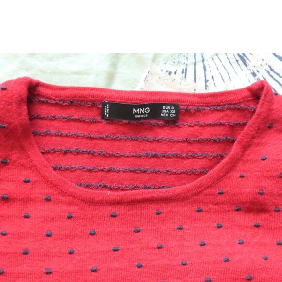 red sweater with black polka dots, Mango MNG, size XS - Picture 5 of 7